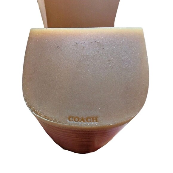 EUC COACH Mandy Sandals - Studded Beige & Gold Metallic Leather Heels - Sz 9.5 - Picture 13 of 16